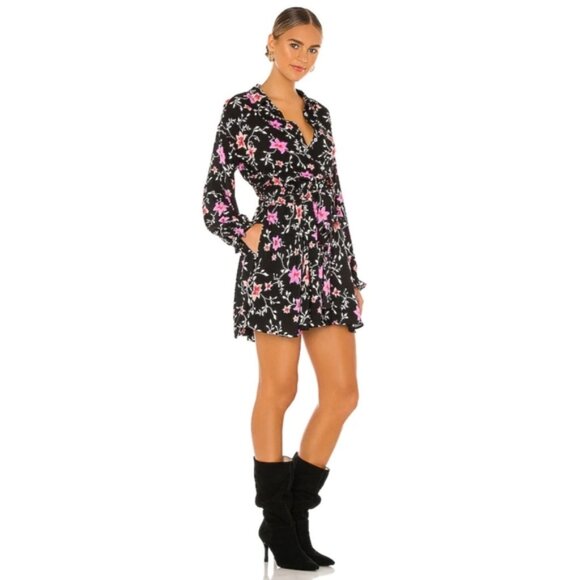 Free People Lighten Up Black & Pink Floral Mini Dress - Picture 1 of 7
